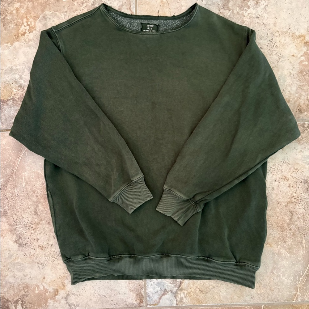 Aerie Women’s M Olive Green Crew Neck Sweater Pullover Pockets Athleisure Cozy - Picture 3 of 12